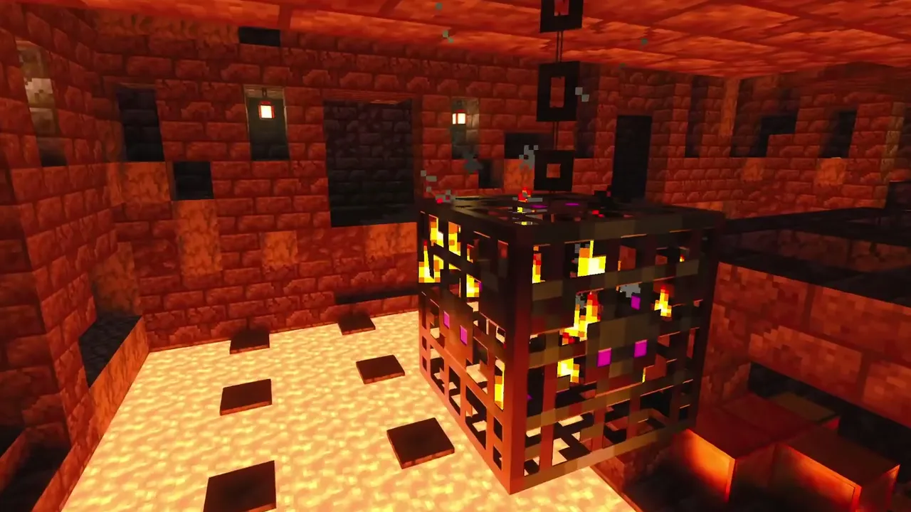 Fortress Linked to Treasure Room Bastion: Nether fortress bridge colliding with treasure room bastion walls