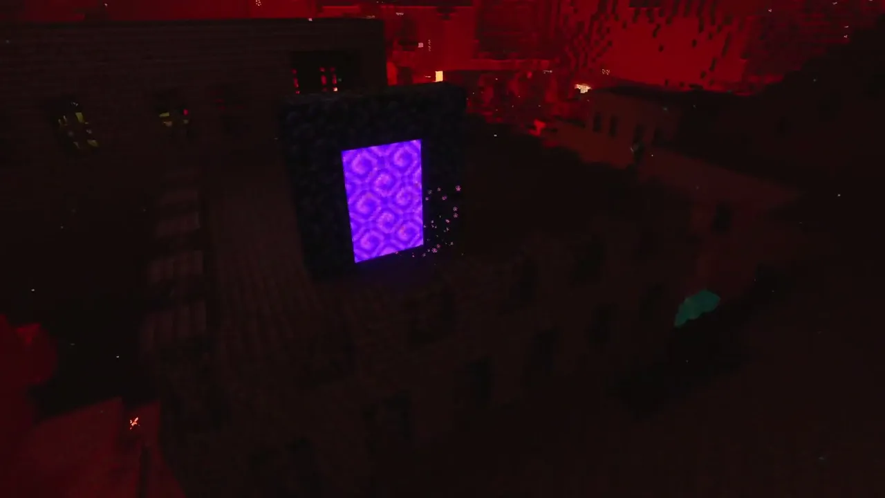 Spawn Portal Directly on Fortress Roof: Ruined portal connection sitting on the highest nether fortress battlement
