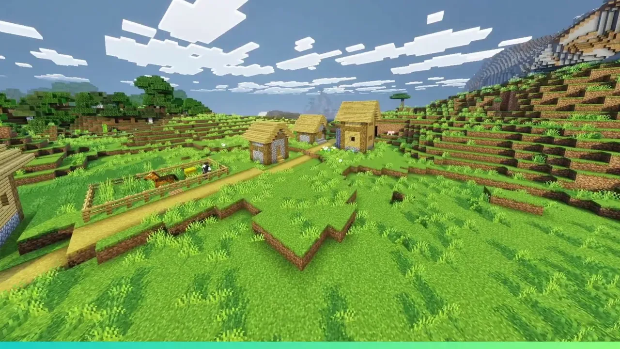 Open Plains Outpost Settlement: Pillager outpost beside a level plains village