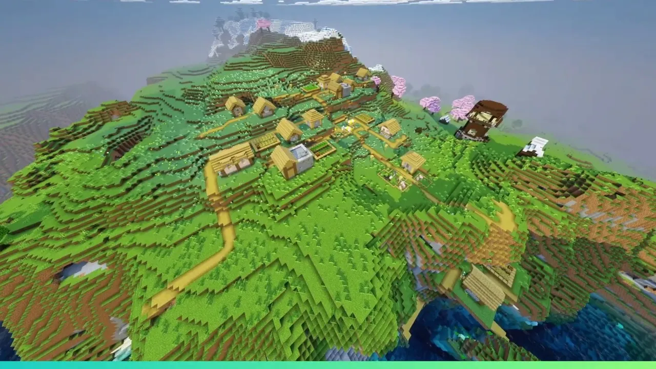 Valley Village and Outpost: Pillager outpost beside a plains village at spawn