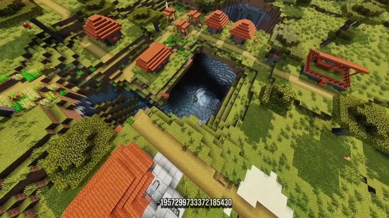 Savanna Cave Outpost Town: Savanna village and outpost near a cave opening