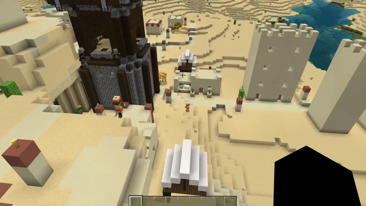 Highland Tower Settlement: Village buildings spread below the watchtower