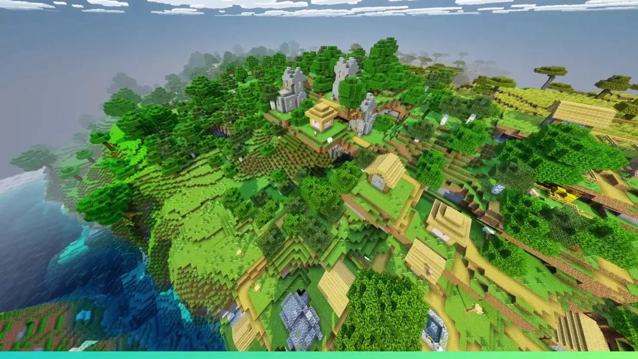 Forest Border Outpost Village: Village cabins and watchtower among trees