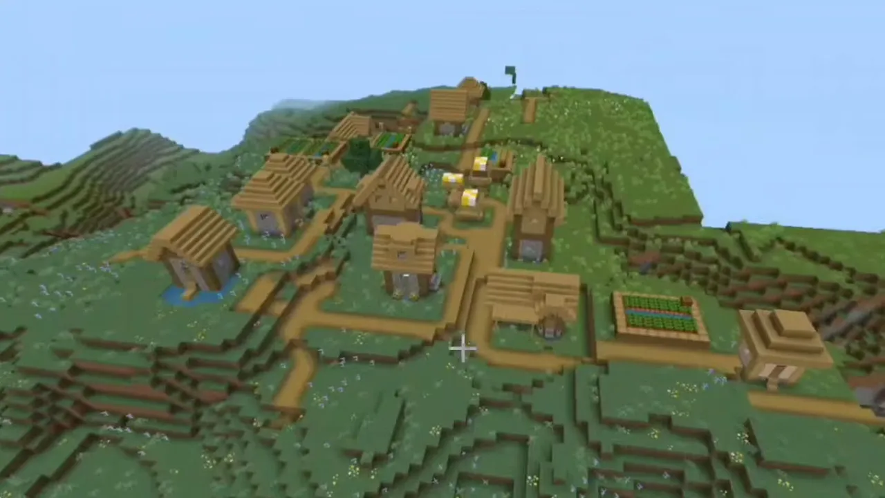 Shoreline Fallen Portal and Terraced Hillside Village: Terraced hillside plains village with cottages and crop plots