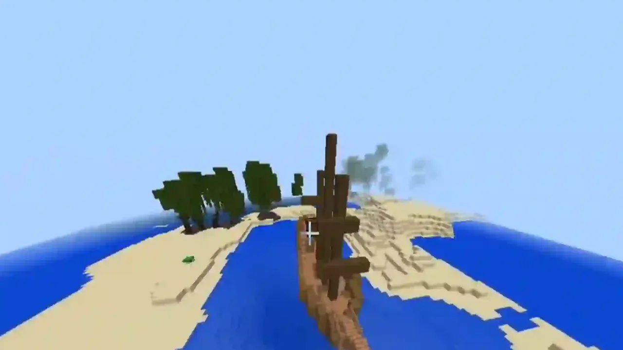 Island Shipwreck and Coral Waters: Warm ocean waters surrounding the sandy island