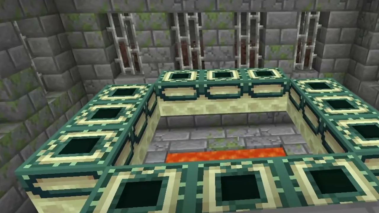 Cherry Grove River Spawn & Stronghold Portal: Stronghold end portal room with eyes of ender placed in the frame