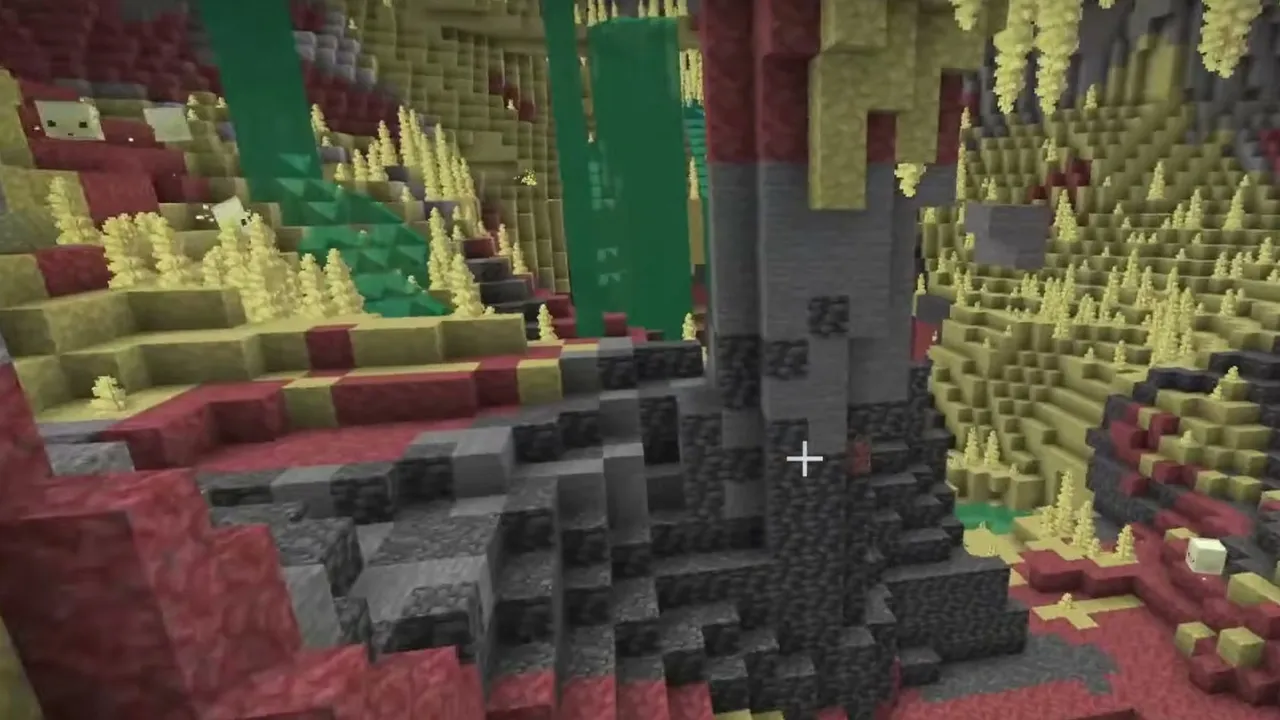 Triple-Blacksmith Stronghold Village & Sulfur Cave: Underground sulfur cave with yellow sulfur formations and stone pillars