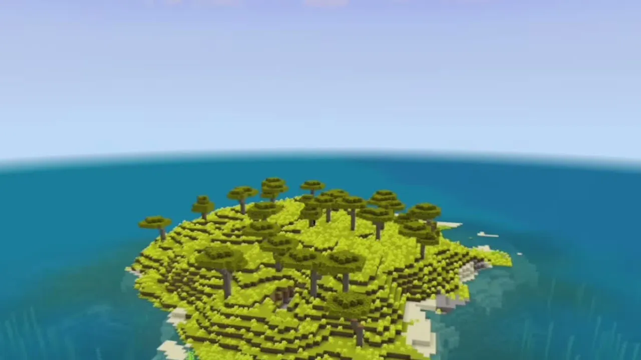 Acacia Island with Trial Chamber: Acacia trees on a small survival island in open water
