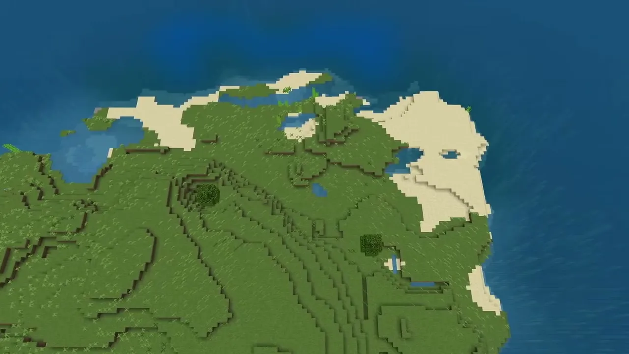 Plains Ocean Island: Grassy plains island bordered by sand and open ocean