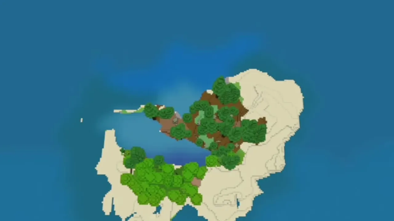Horseshoe Island with Lush Cave: Horseshoe-shaped island enclosing a lagoon in the ocean