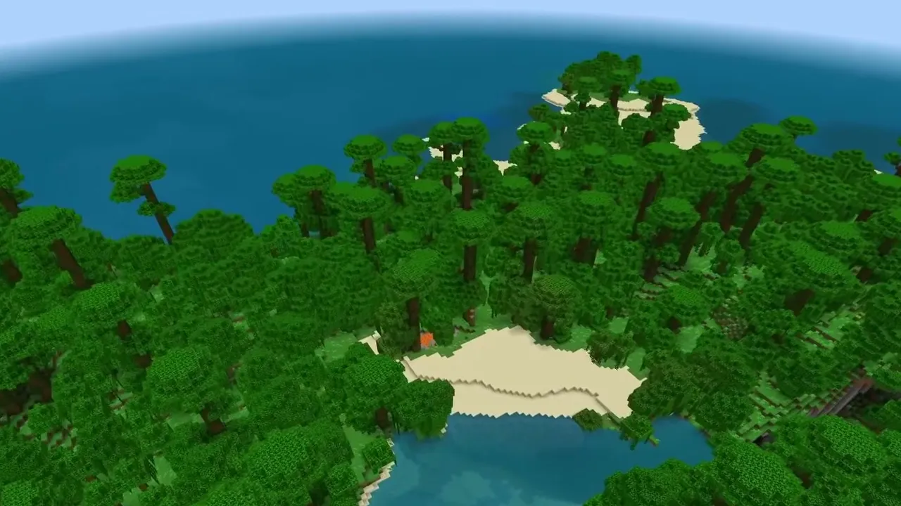 Jungle Island with Cove: Jungle trees covering an isolated ocean island