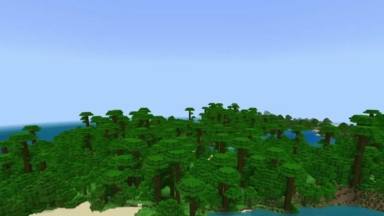 Jungle Island with Cove: Ocean cove and waterway carved into the island jungle canopy