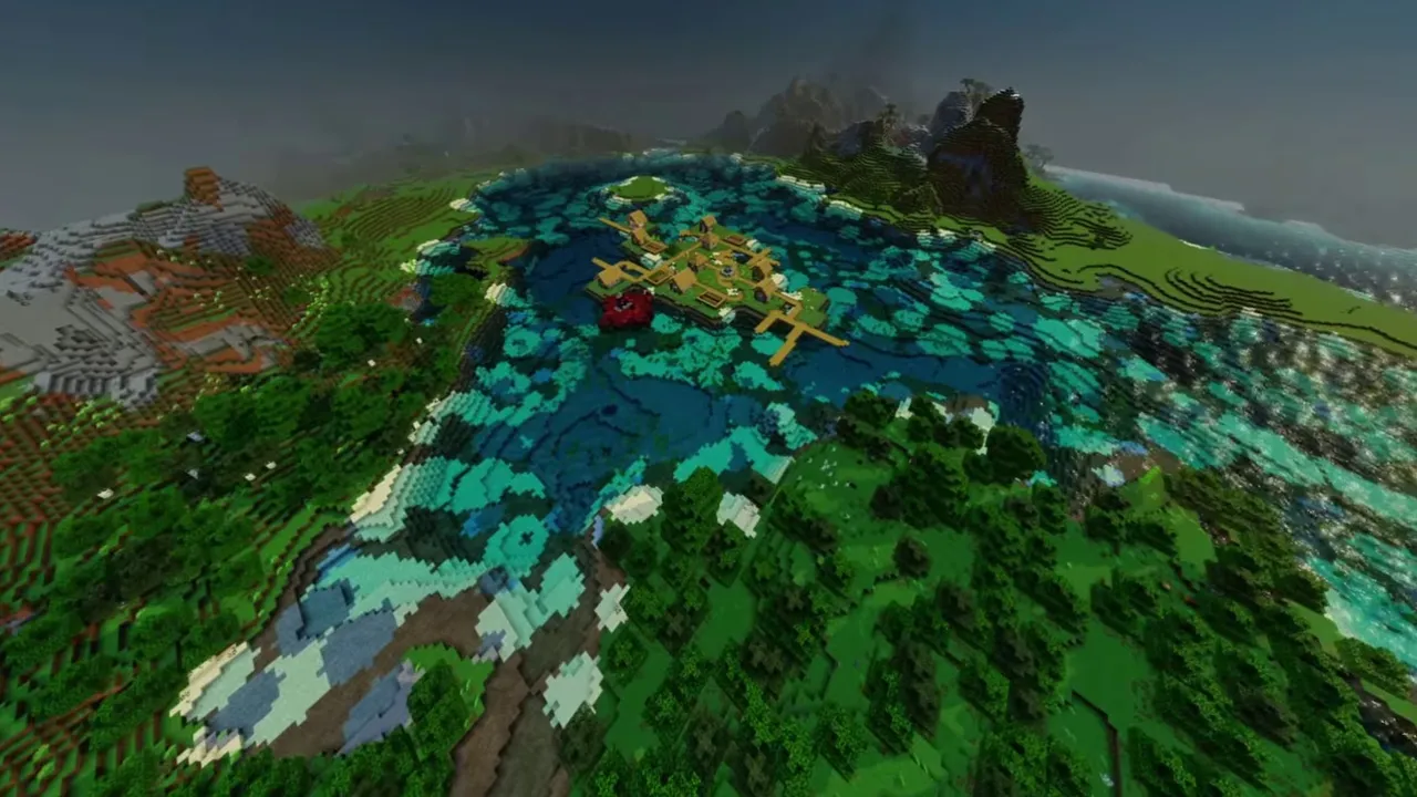 Floating Peak Village: floating peak village view showing buildings and surrounding landscape