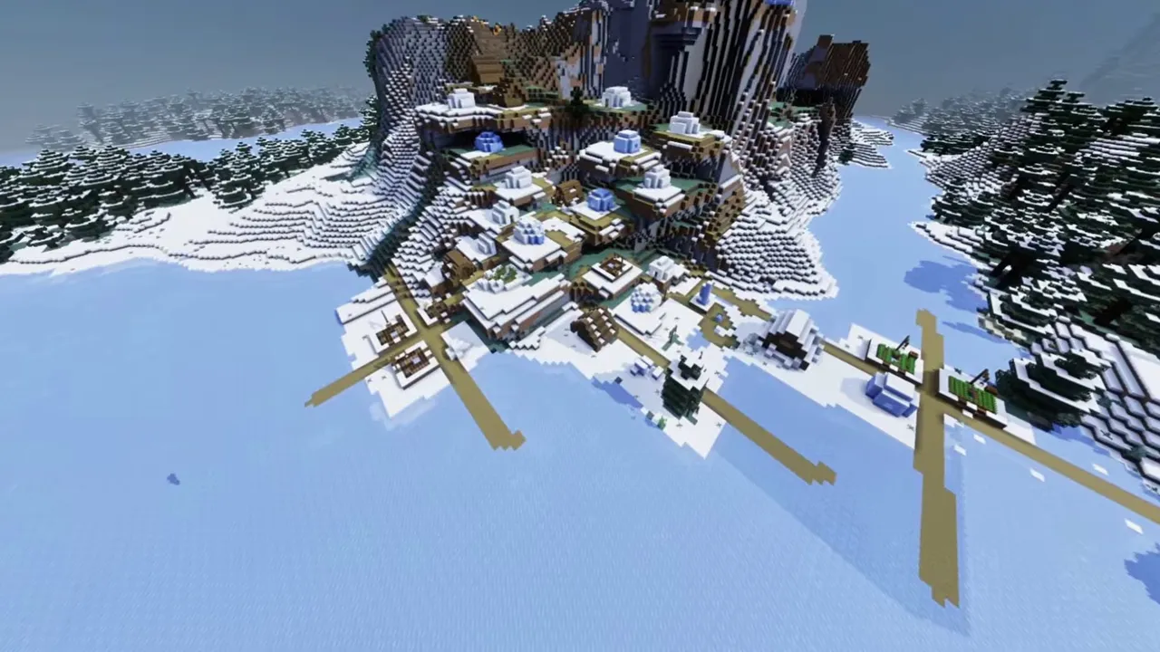 Frozen Cliff Village: frozen cliff village view showing buildings and surrounding landscape