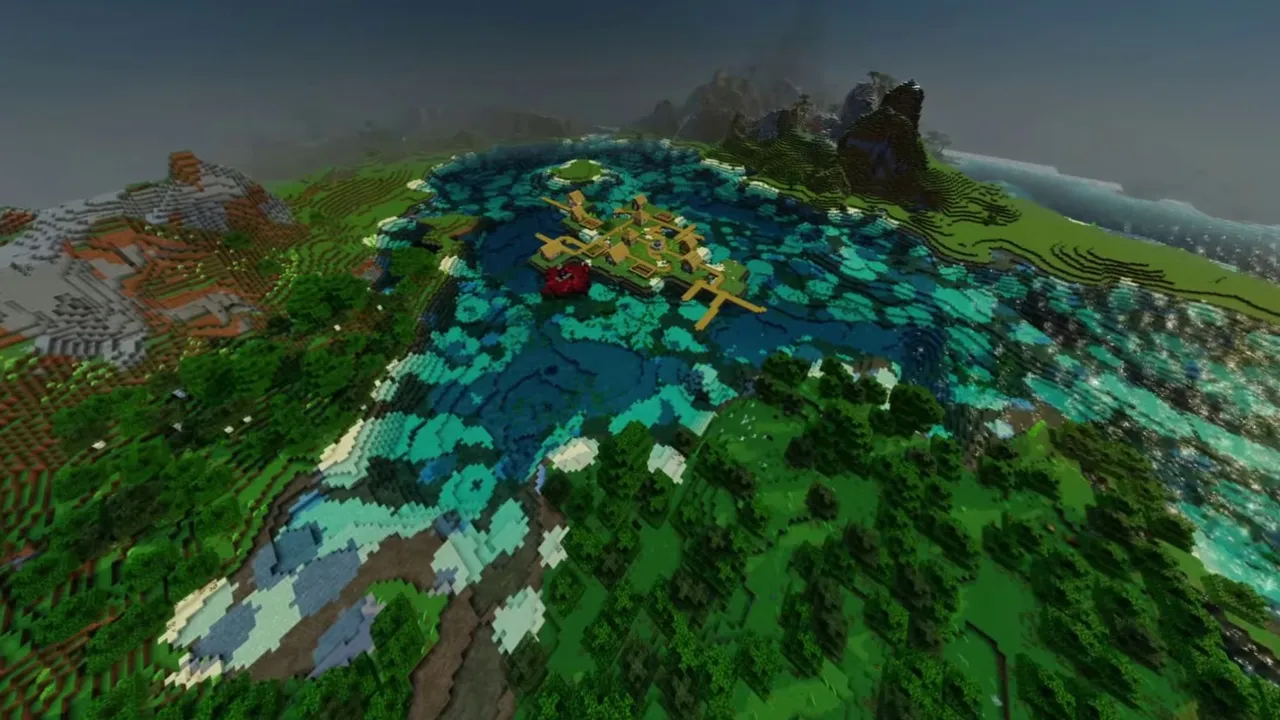 Floating Peak Village: landscape of floating peak village with surrounding terrain and resources