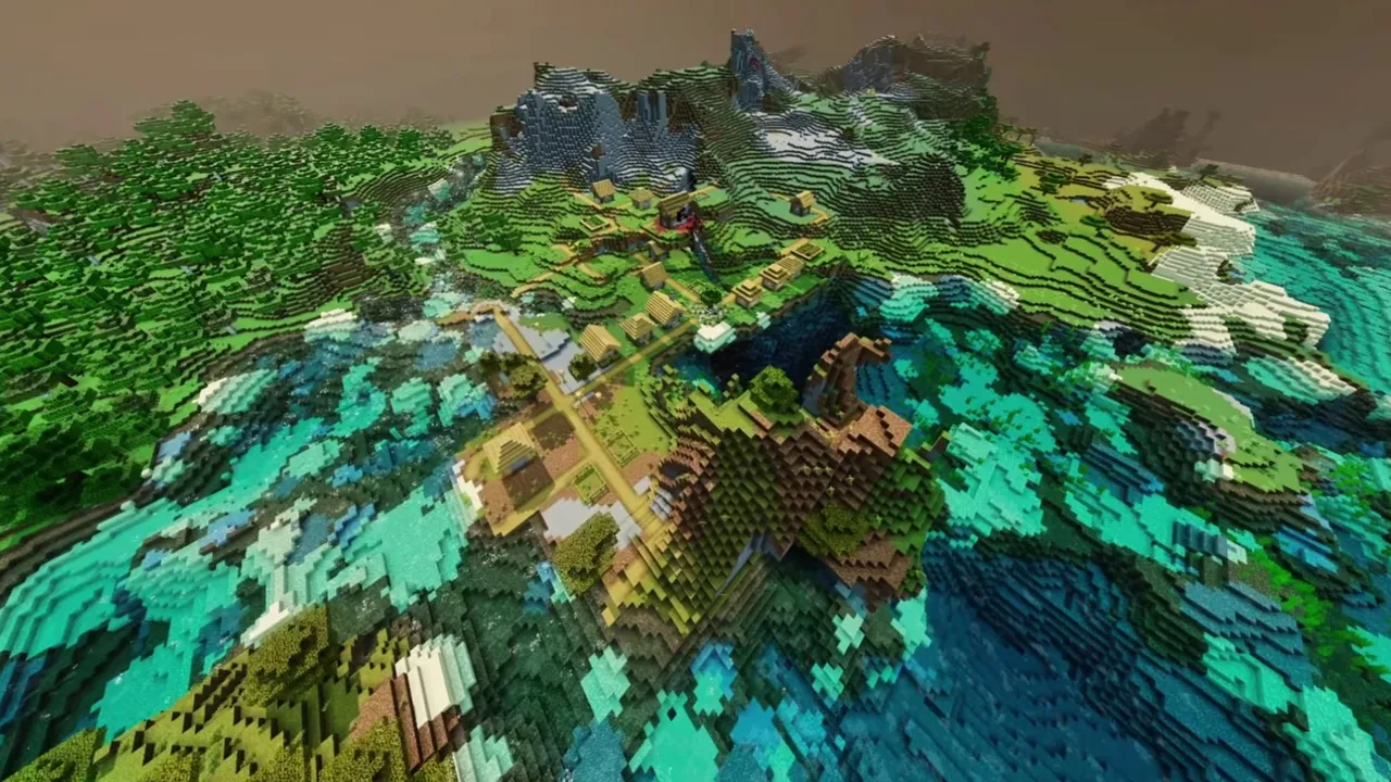Forest River Basin: landscape of forest river basin with surrounding terrain and resources