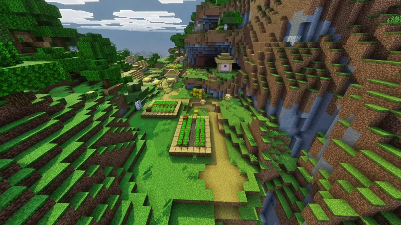 Hidden Mountain Pass Village: landscape of hidden mountain pass village with surrounding terrain and resources