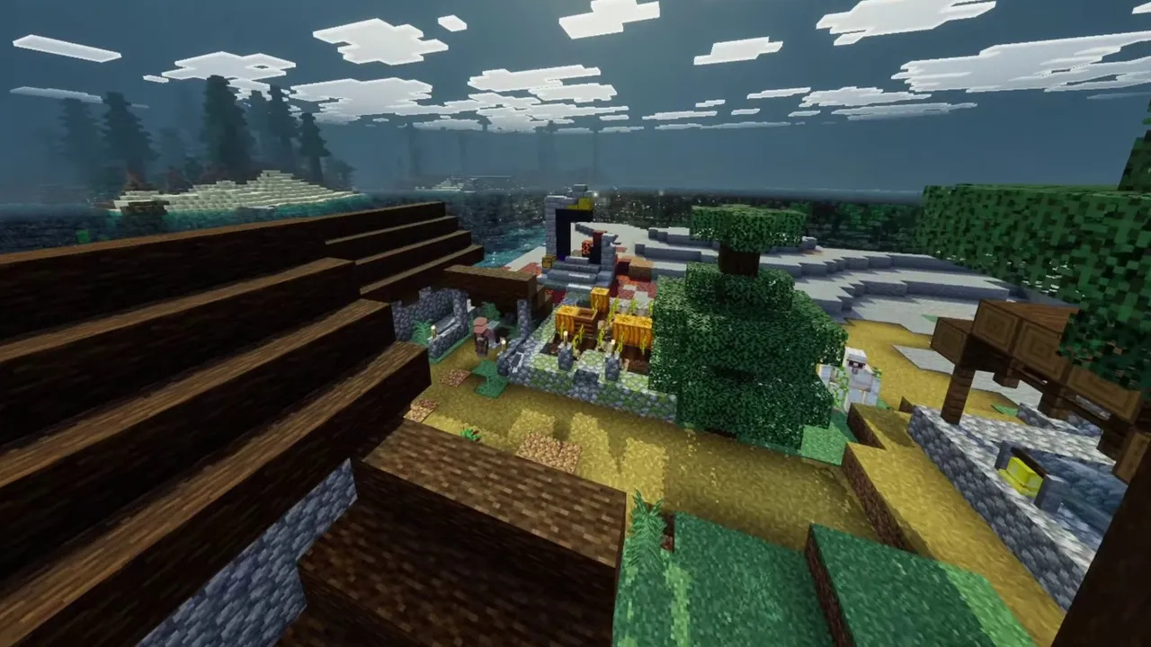 Ocean Encircling Village: landscape of ocean encircling village with surrounding terrain and resources