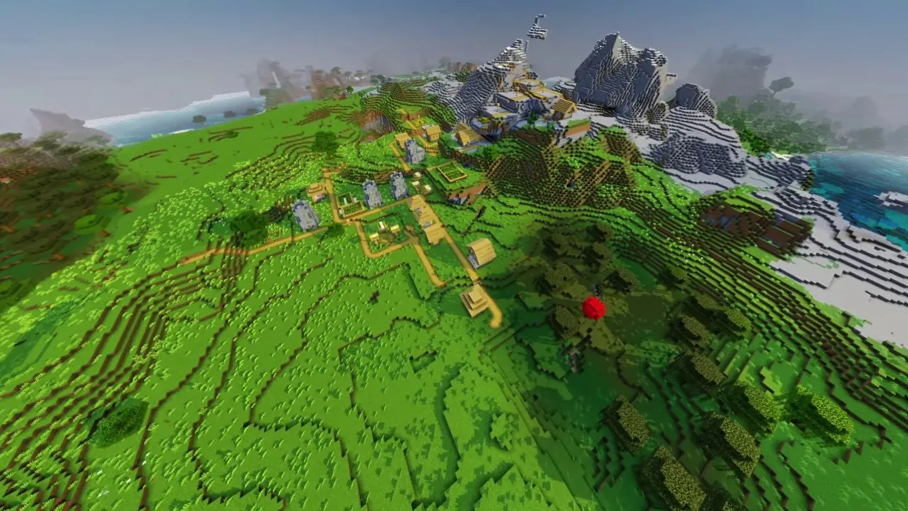 Mountain Edge Settlement: mountain edge settlement view showing buildings and surrounding landscape