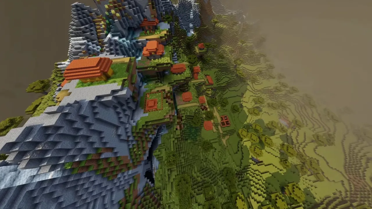 Peakside Alpine Settlement: peakside alpine settlement view showing buildings and surrounding landscape