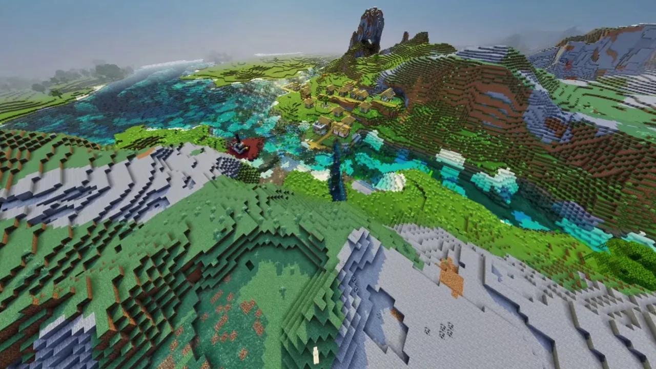 River Valley Village: river valley village view showing buildings and surrounding landscape