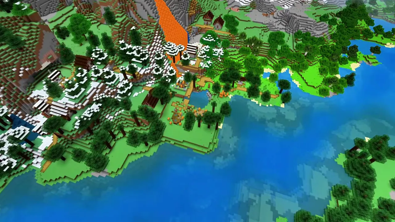 Forest Clearing Taiga Village: Open clearing with a spruce village