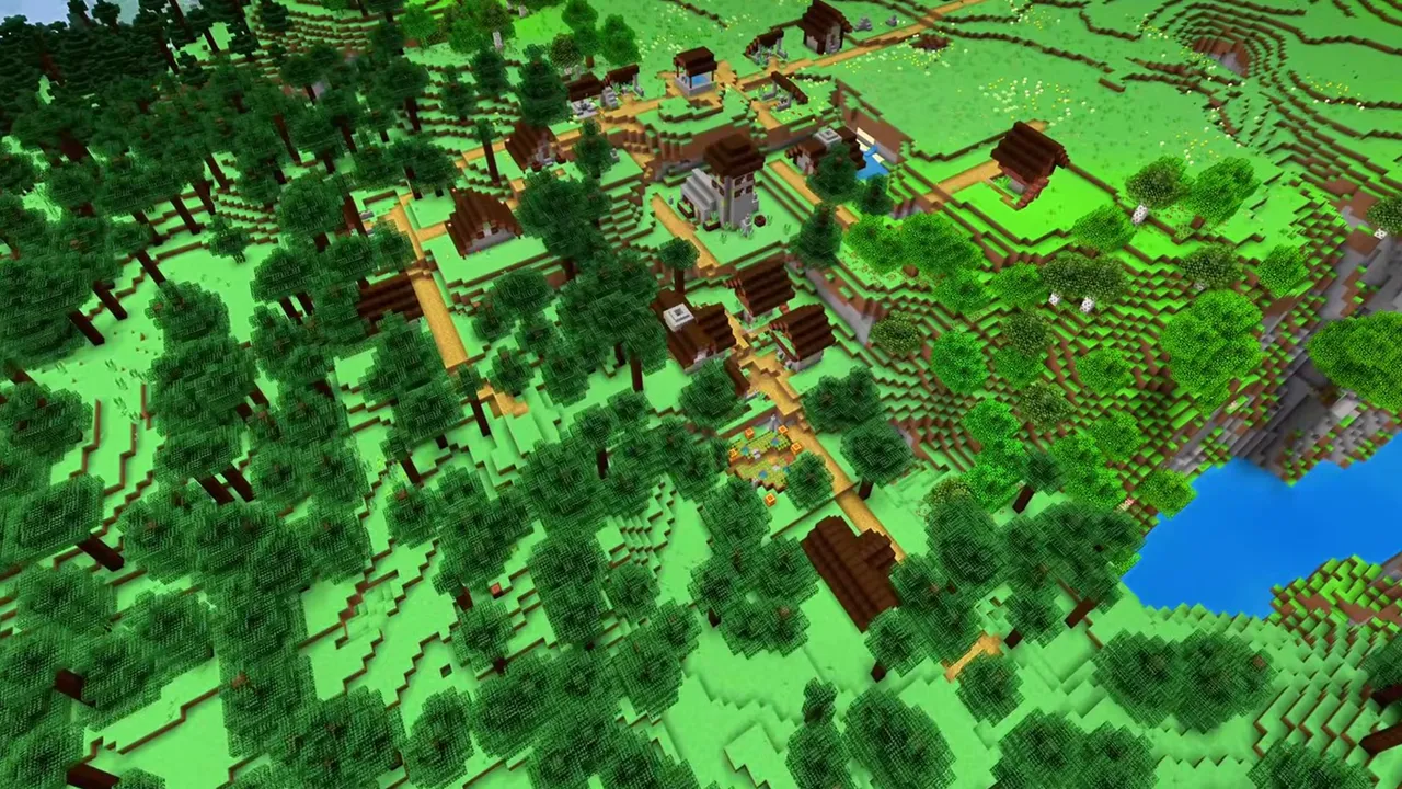 Mountain Foot Taiga Village: Spruce huts beneath steep mountain peaks
