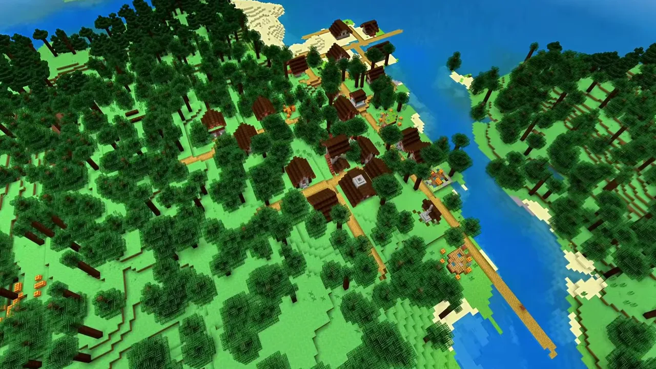 Coastal Taiga Village: Taiga village bordering an ocean bay