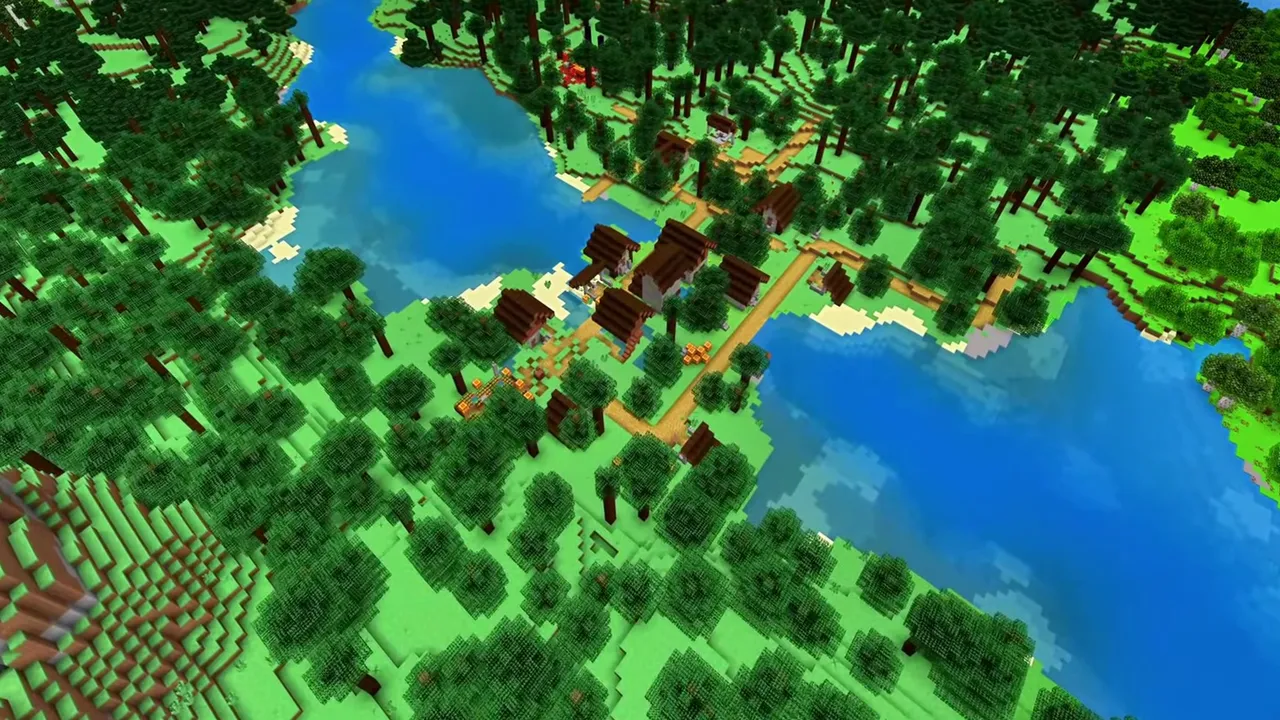 Deep Forest Taiga Village: Timber cabins surrounded by wilderness