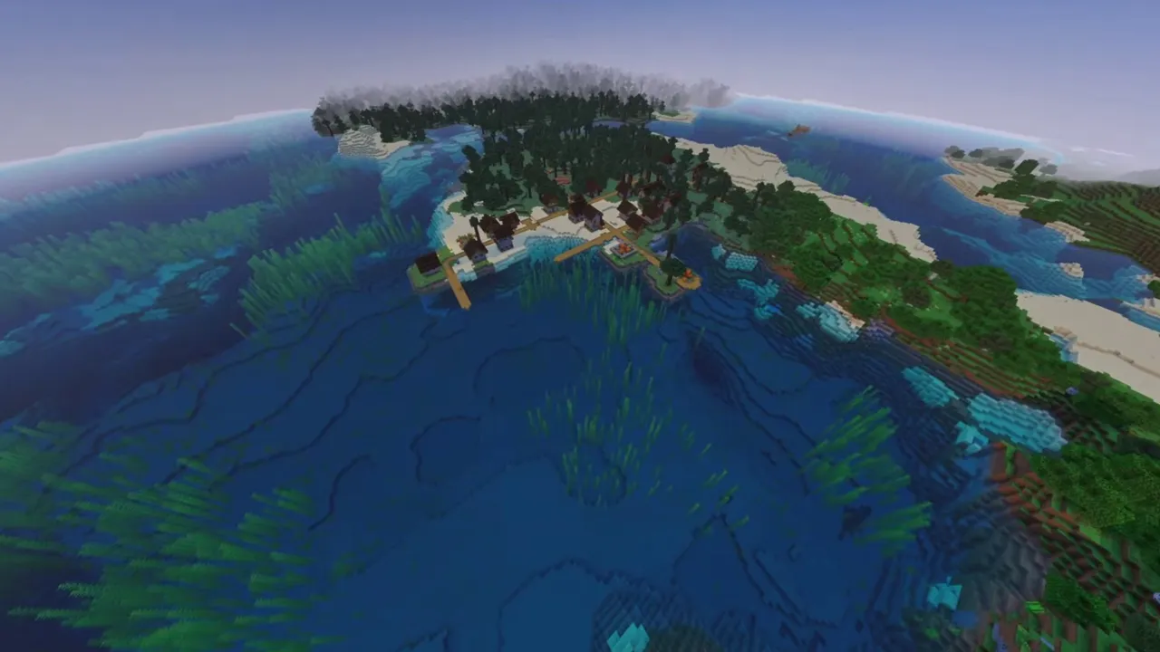 Valley Taiga Settlement: Village buildings spread across valley ground