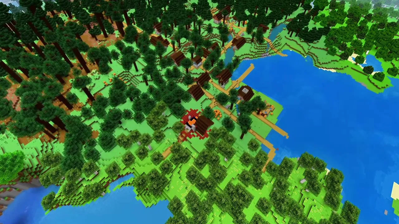 Broad Valley Taiga Village: Village spread across a broad valley basin