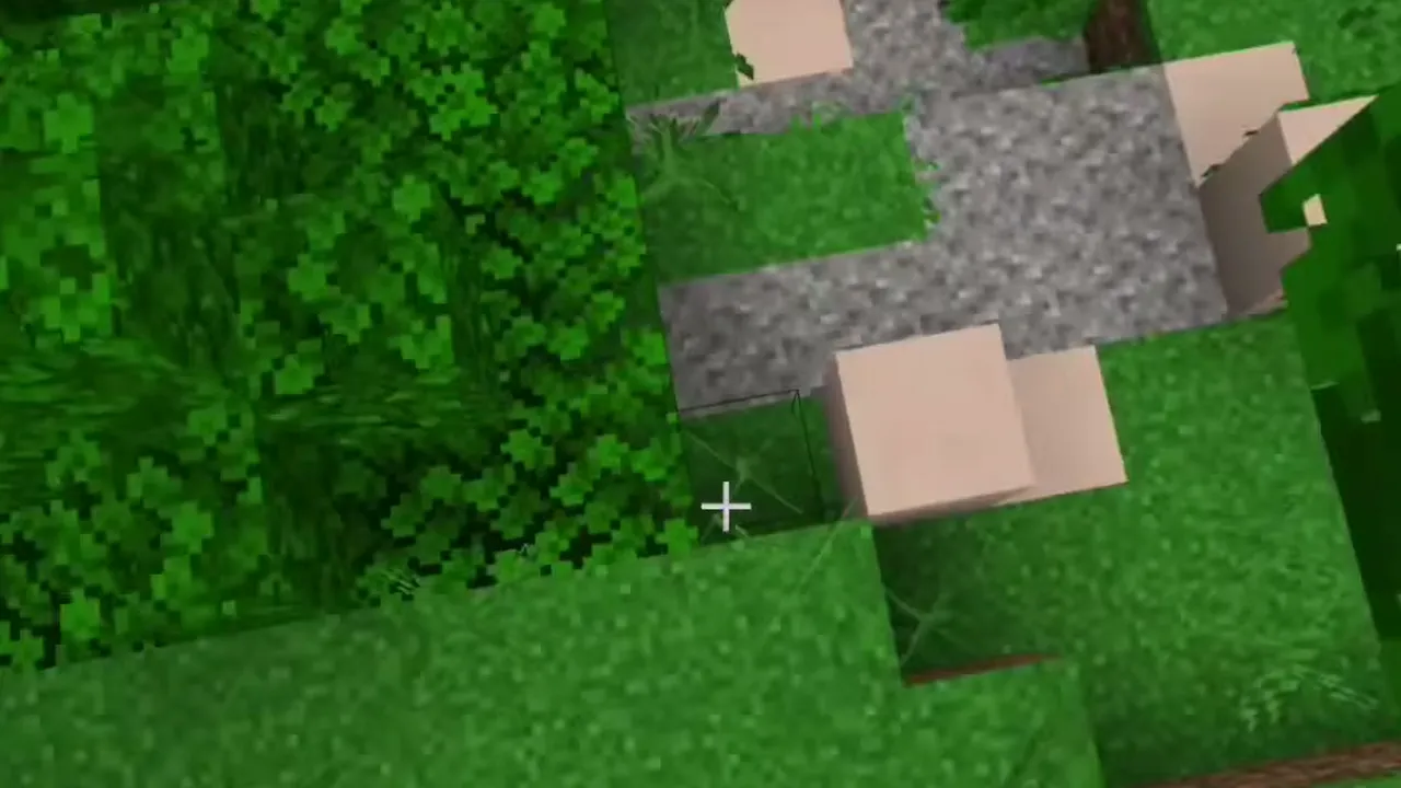 Jungle Border Village and Exposed Trail Ruins: Close-up of exposed gravel, cobblestone, and tan terracotta blocks of trail ruins