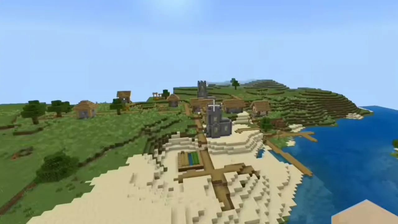 Outpost Border Settlement: plains village overlooking grassy hills near a pillager outpost