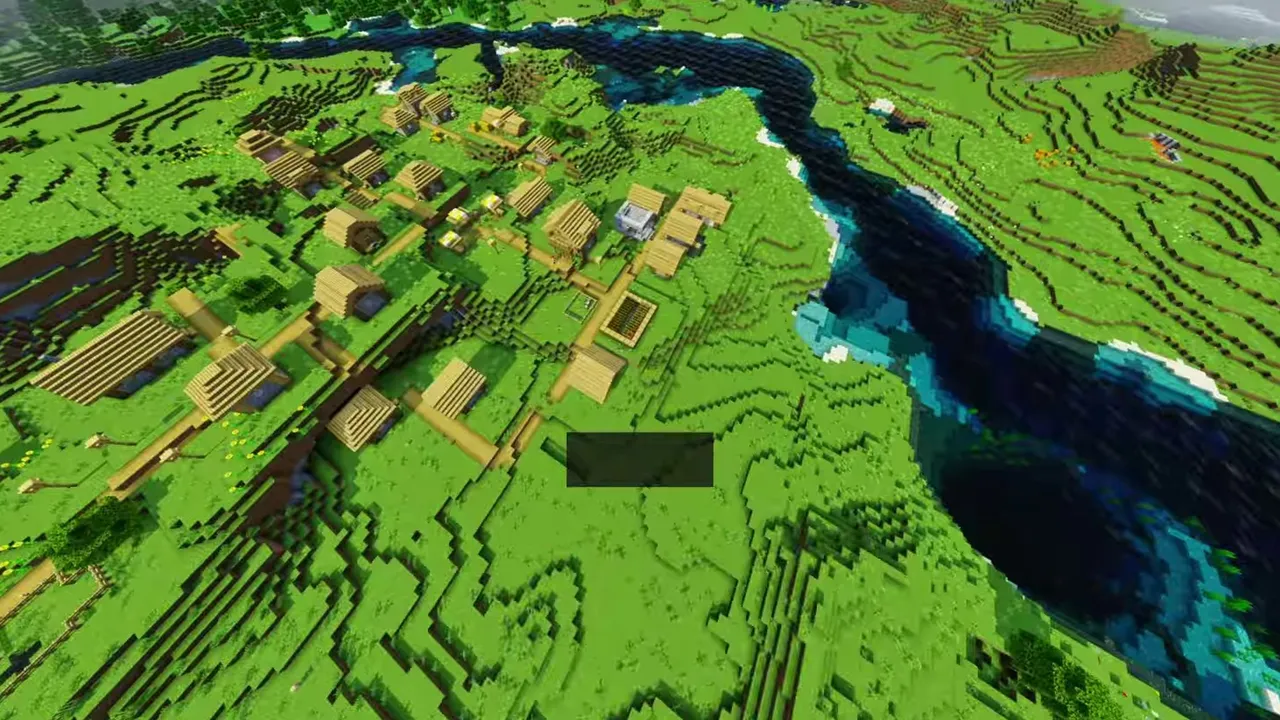 Three-Way River Village: bridges and walkways connecting land across the river junction