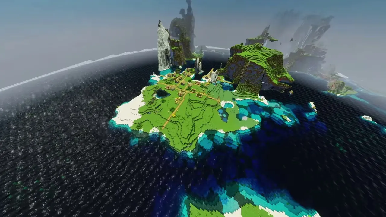 Coastal Mountain Border Village: coastal village situated between steep green hills and open water
