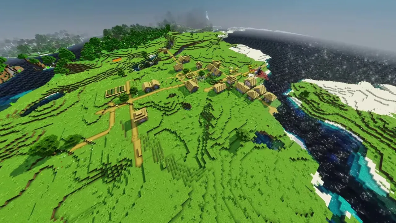 Greenwater River Village: pathways running beside the water through the settlement