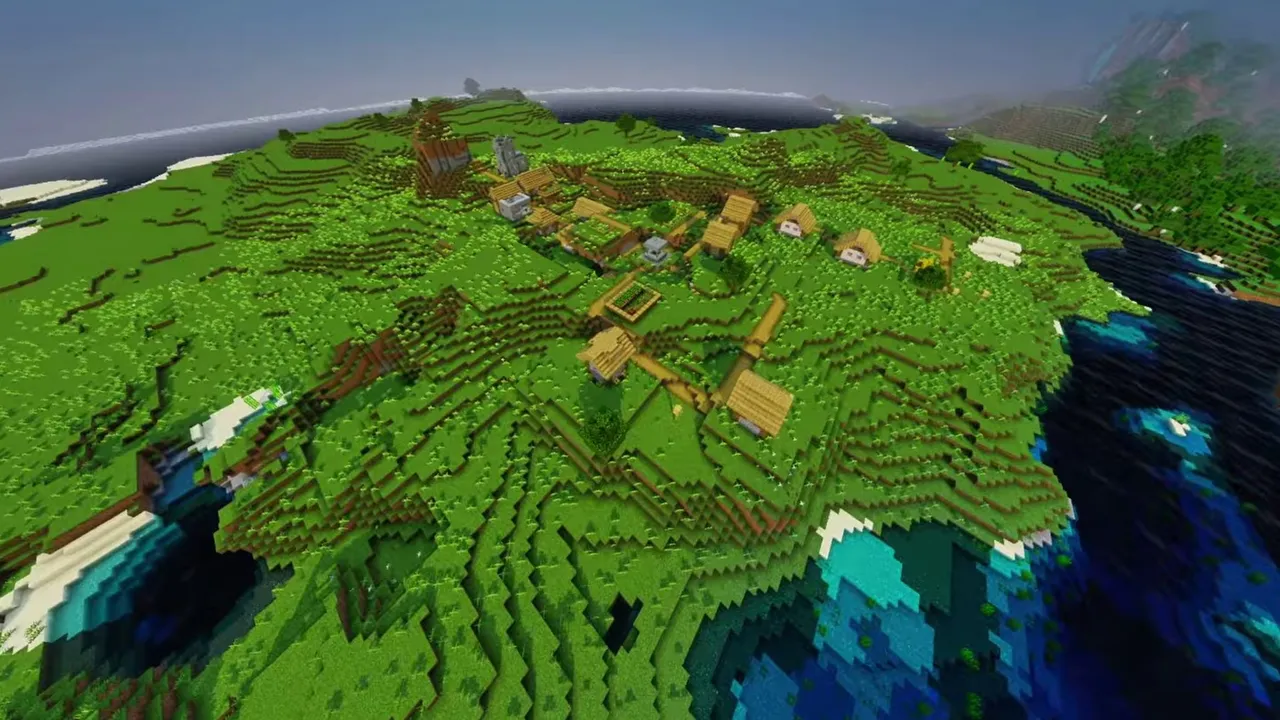 Open Field Portal Village: plains houses and garden plots around the central portal