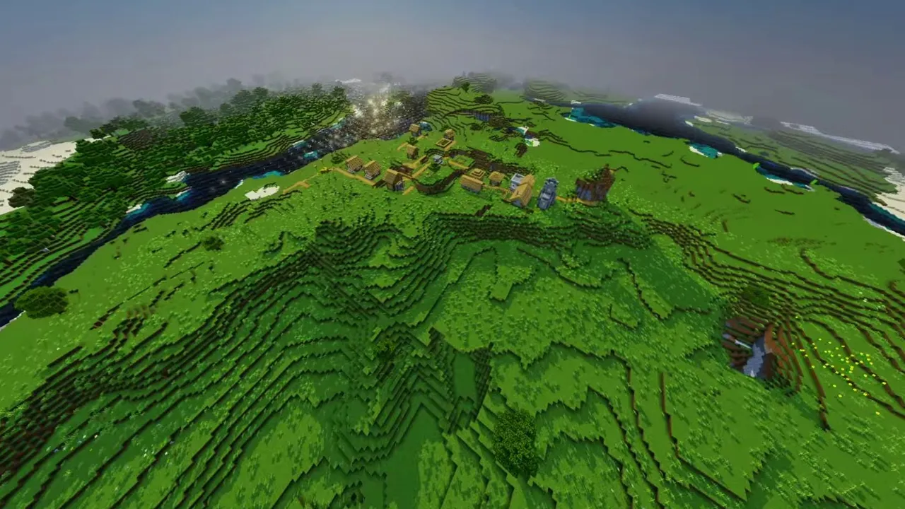 Open Field Portal Village: ruined portal situated among village paths and farm fields