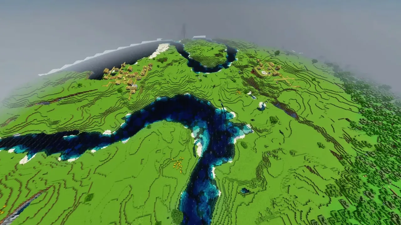 Great Plains Crossing Village: village paths spreading across an expansive open grass plain