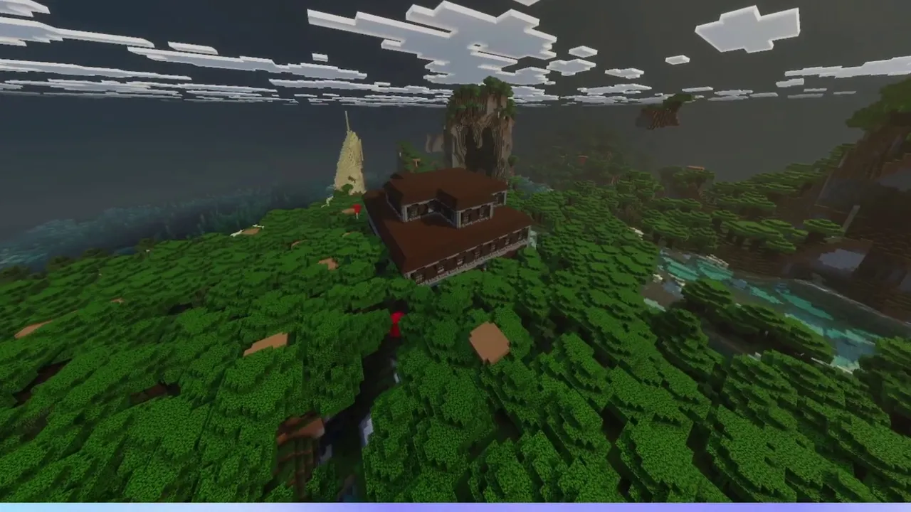 Coastal Woodland Mansion: Coastal trees and mansion walls by the water
