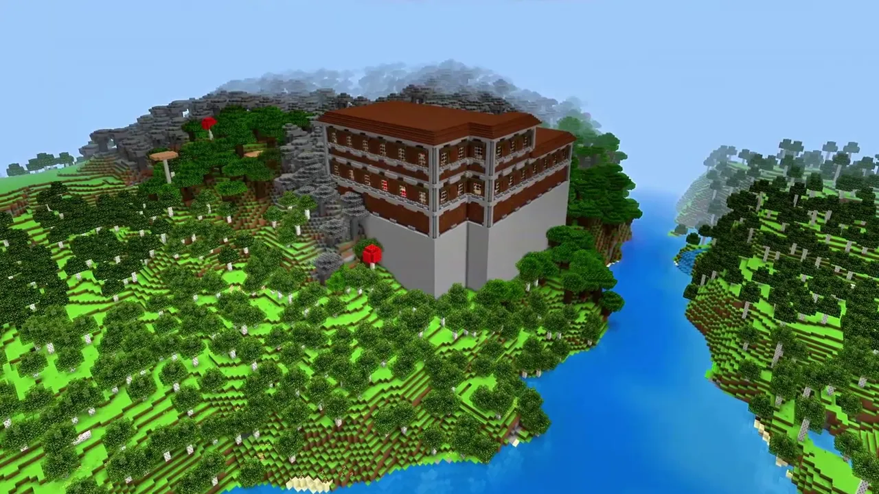 Forest Edge Mansion: Grassy clearing meeting dark oak mansion walls