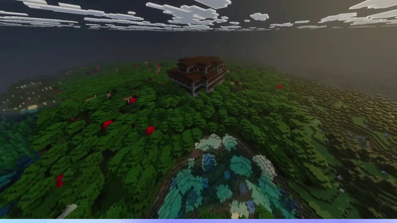 Deep Woods Mansion: Mansion enclosed by thick dark oak canopy