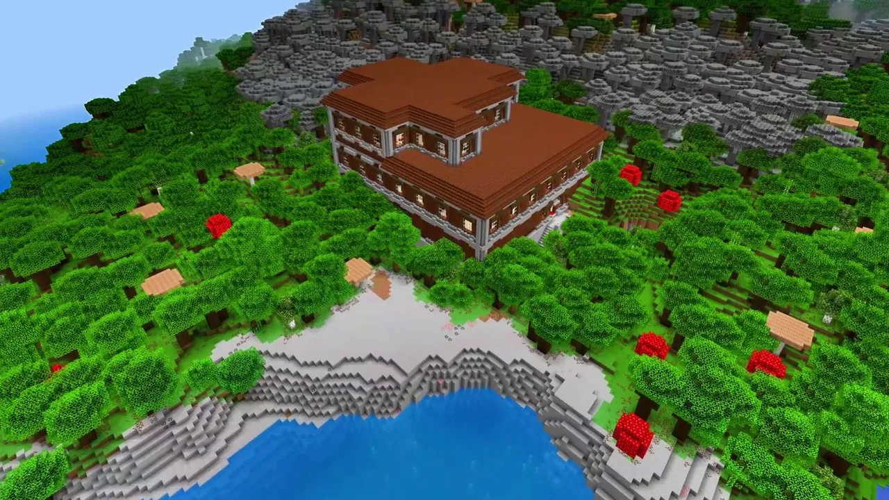 Ridge Crest Mansion: Ridge slopes dropping away from mansion walls