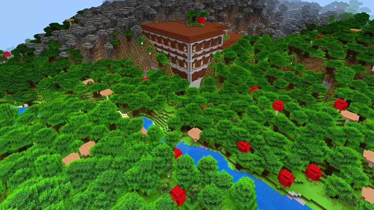 Deep Valley Mansion: Roof view from surrounding high valley slopes