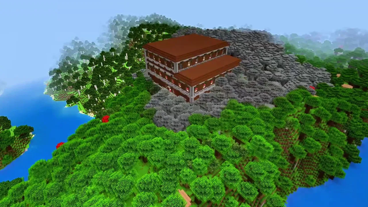Creek Side Mansion: Shallow water creek running past a mansion