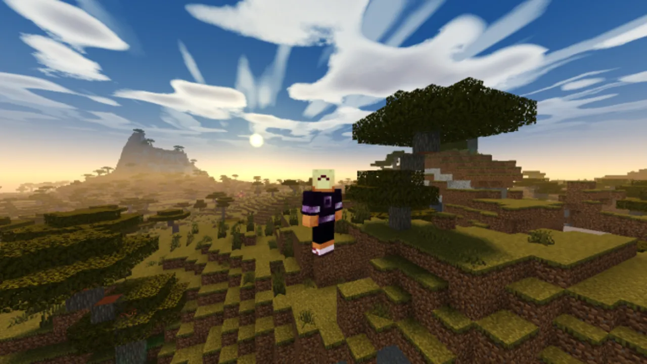 AziFy Natural Shader: Player standing in a grassy landscape with trees and hills