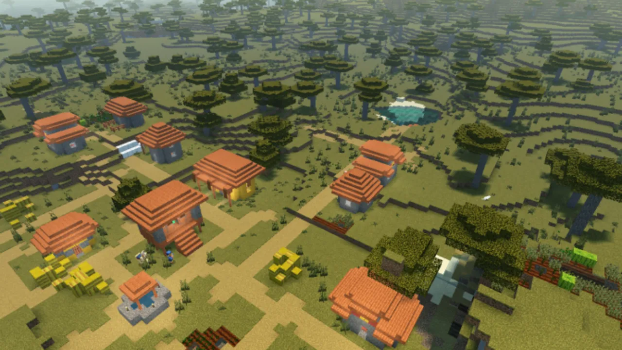 AziFy Natural Shader: Village with trees and water