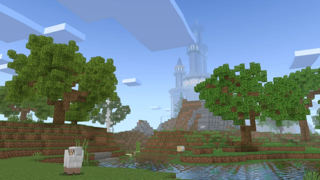 AziFy Truly Default Shader OPTIMIZED shader: Trees near water with castle in distance