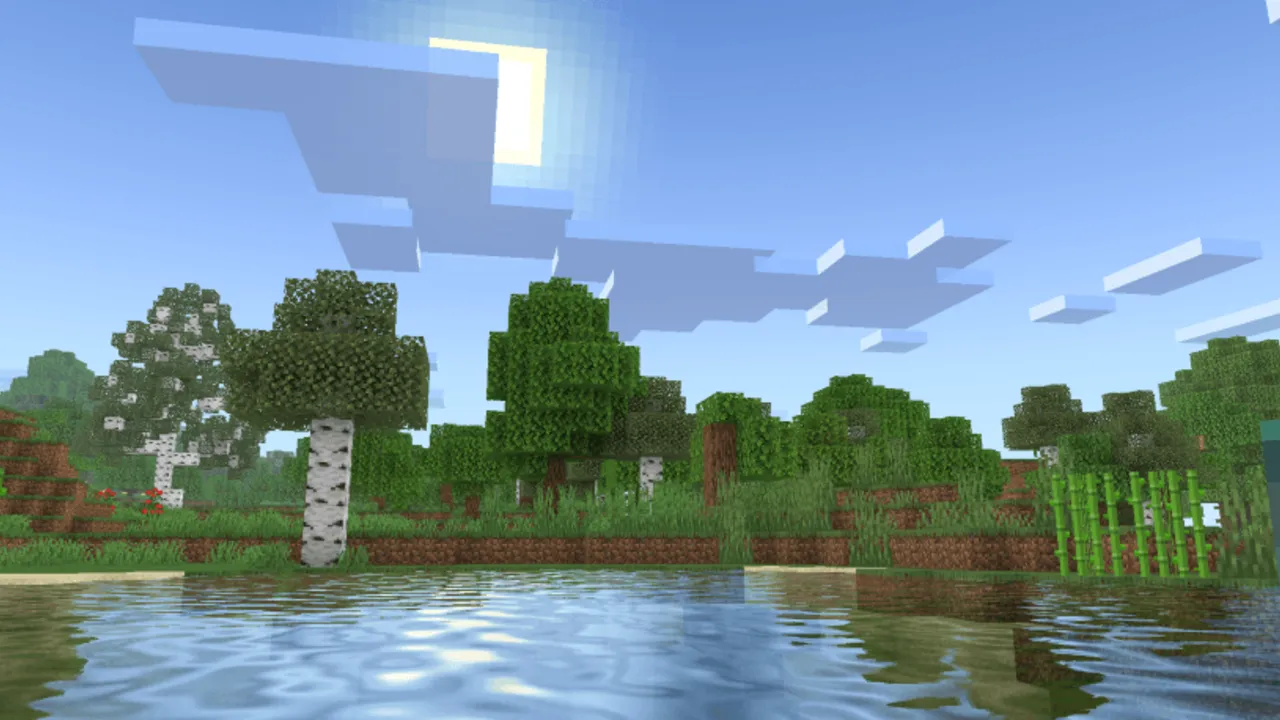 AziFy Truly Default Shader OPTIMIZED shader: Trees near water with clouds