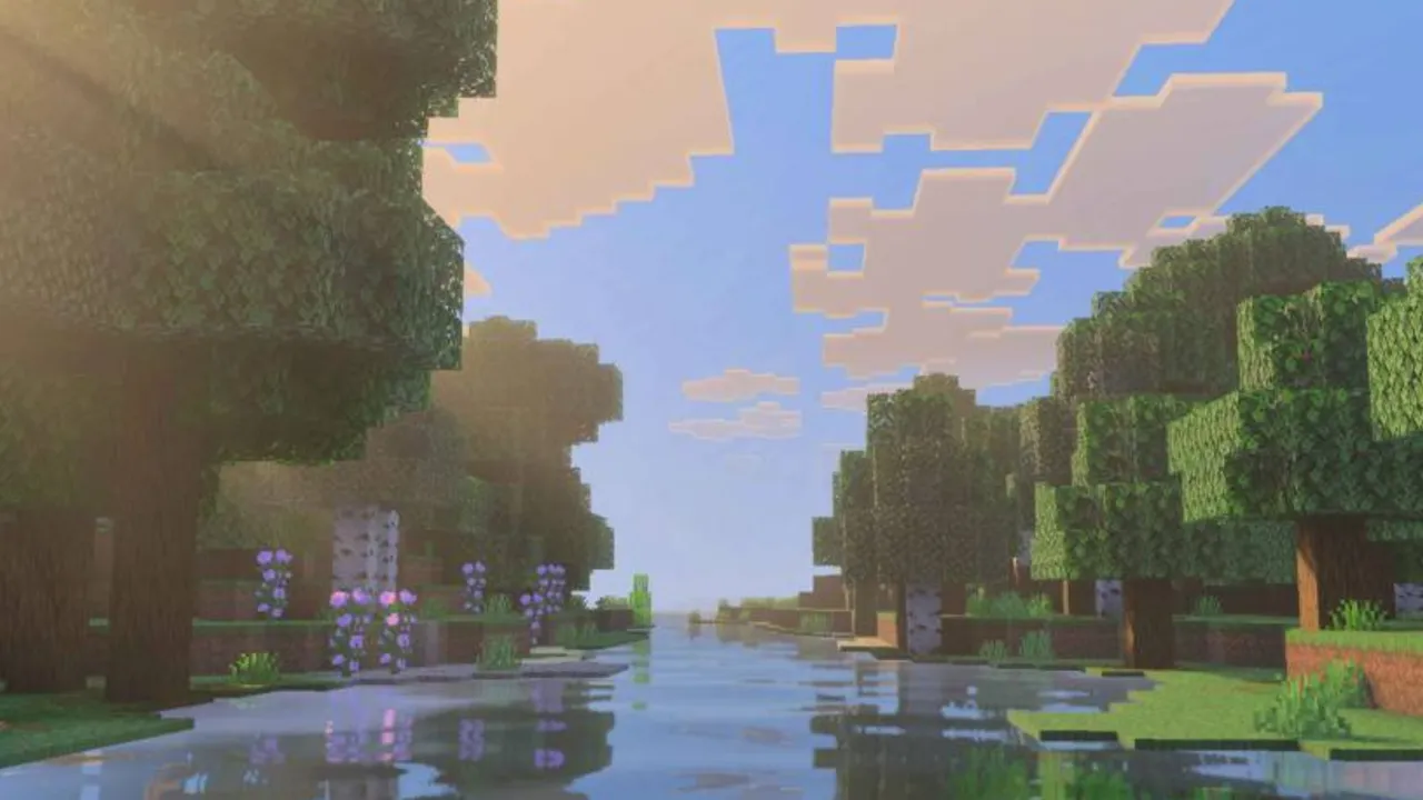Better Vibrant Visuals shader: River with trees and flowers
